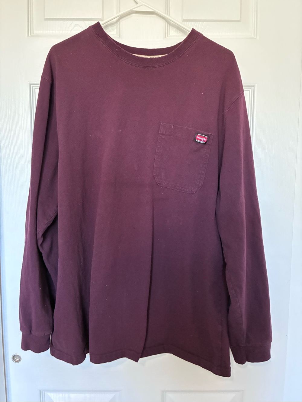 Wrangler Workwear Long Sleeve Pocket Tee Shirt Burgundy Men’s Sz 2XL